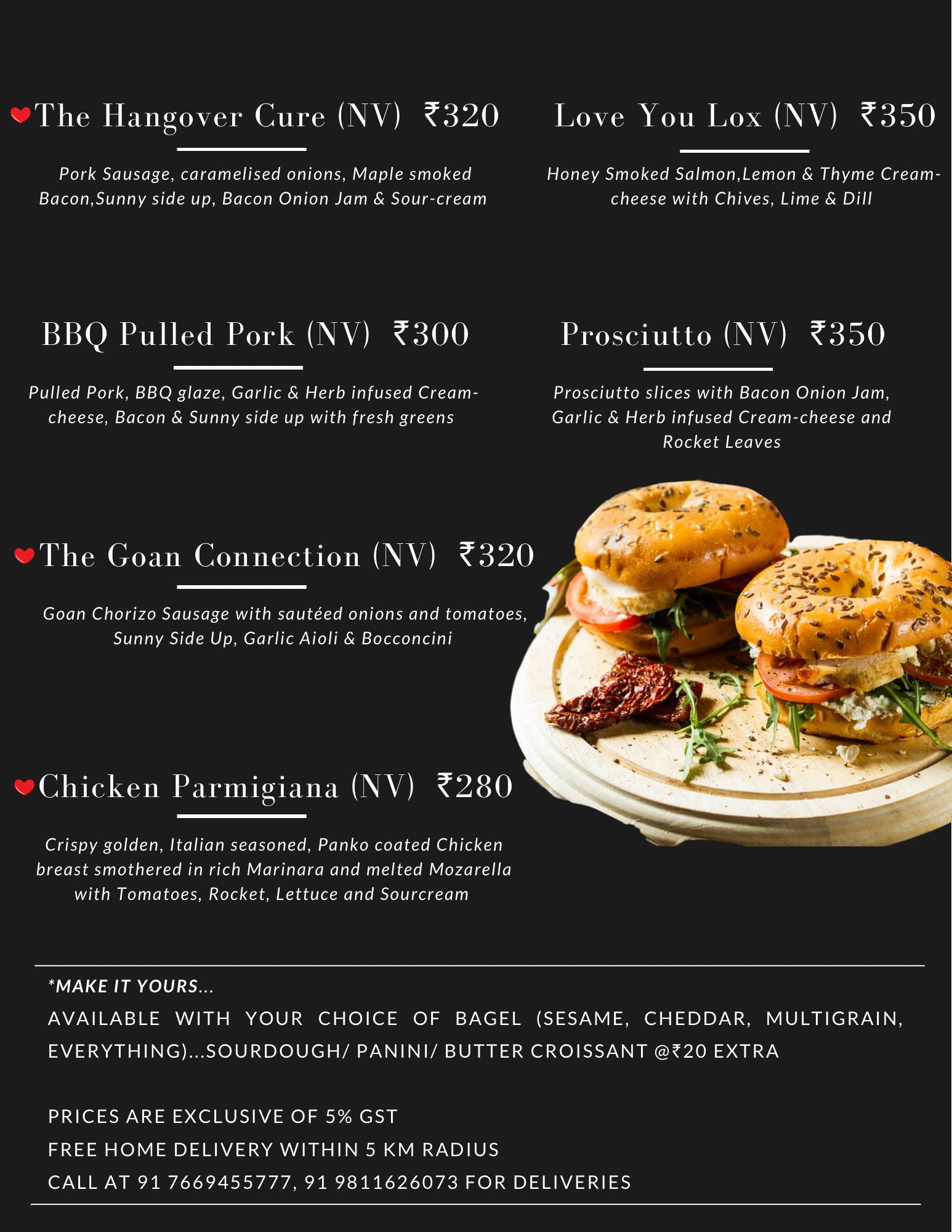 The Blue Danube Cafe & bakery menu