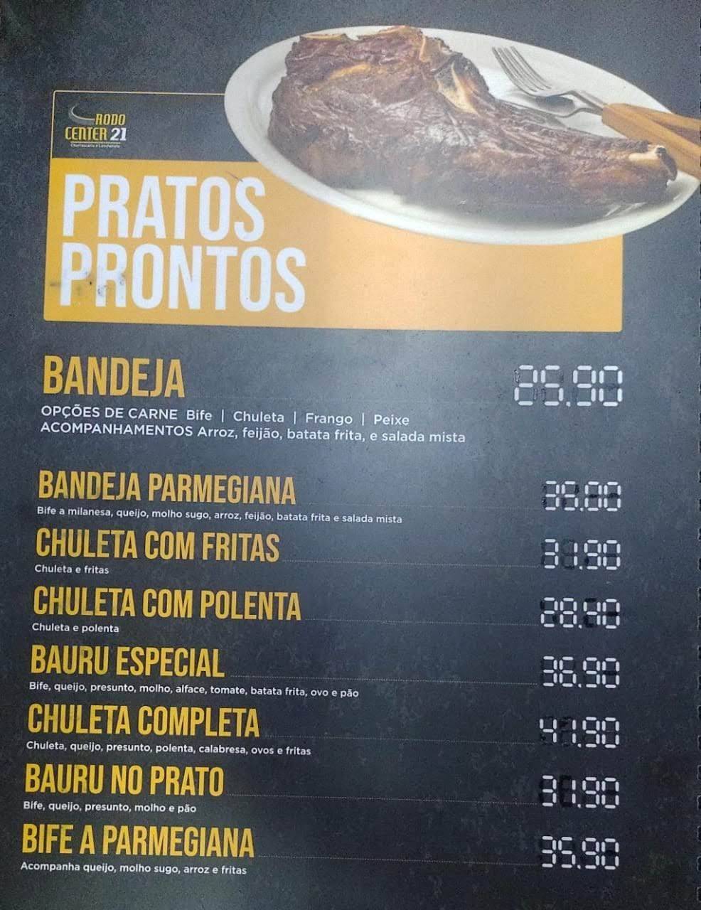 Rodo Center 21 cardápio
