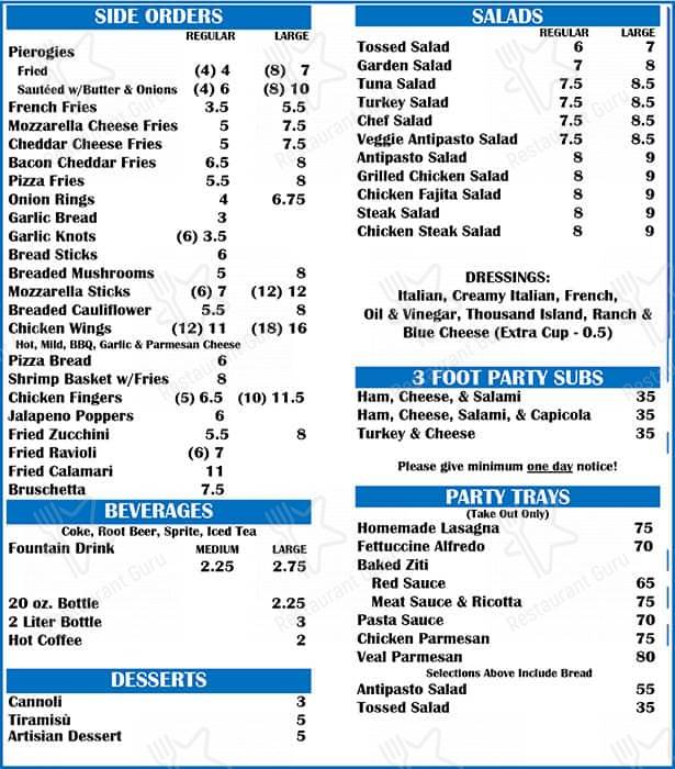 Menu at Ferrante's Pizza & Restaurant, Dillsburg