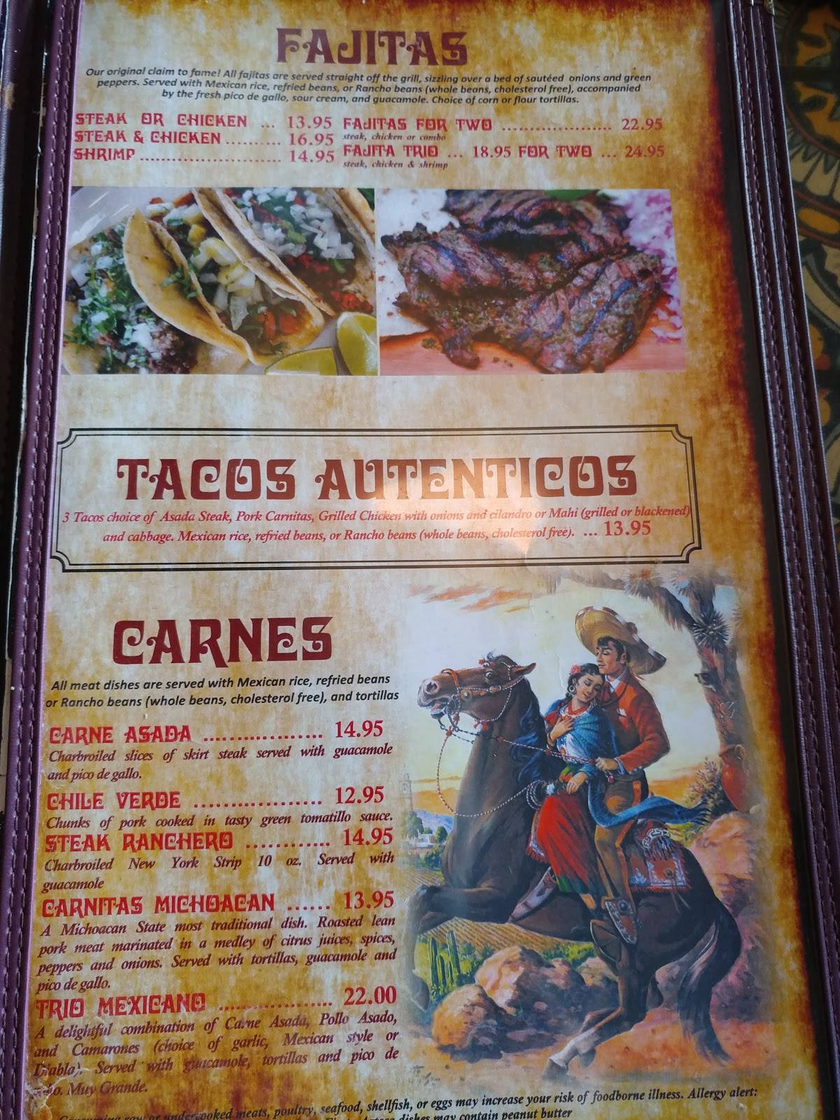 Menu at Fiesta Azteca of Suntree restaurant, Melbourne, 6765 N Wickham
