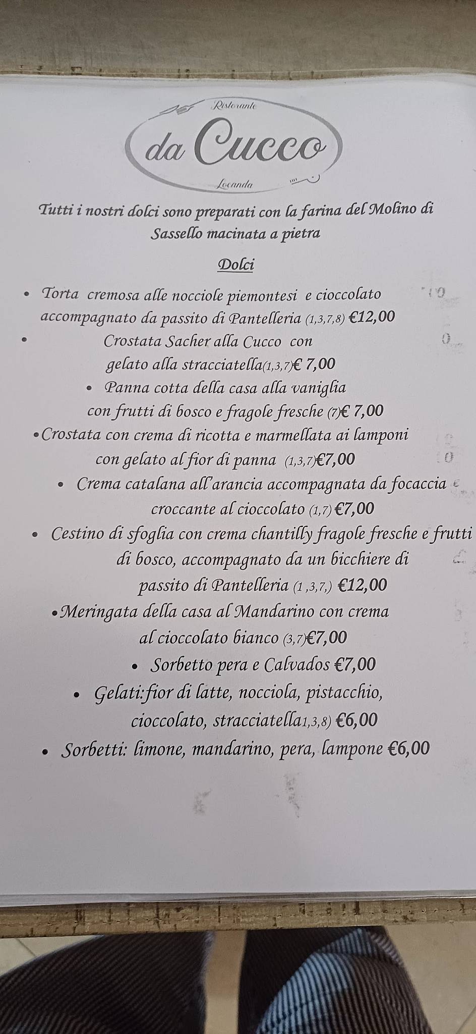 Menu di Trattoria Cucco 