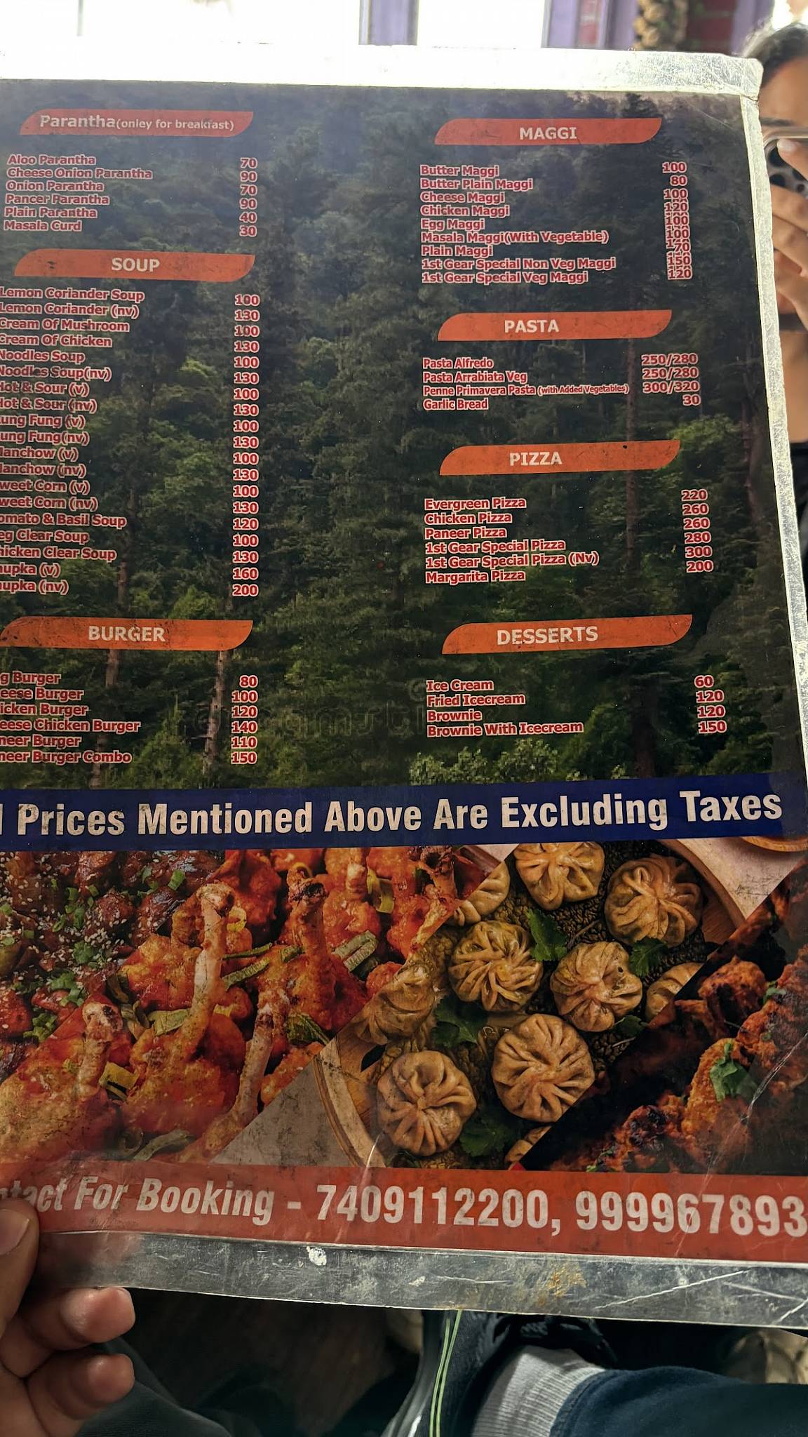 First Gear Cafe menu