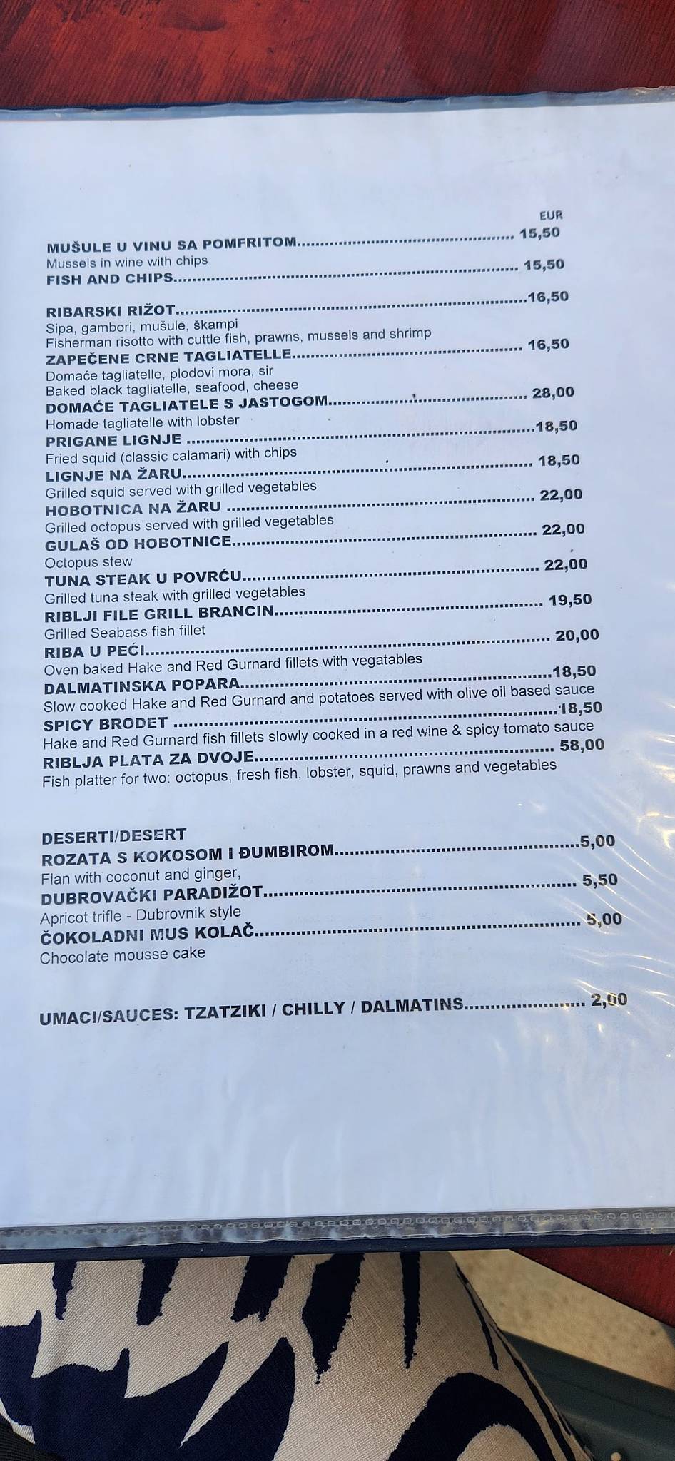 Menu di Fish Bar El Pulpo 