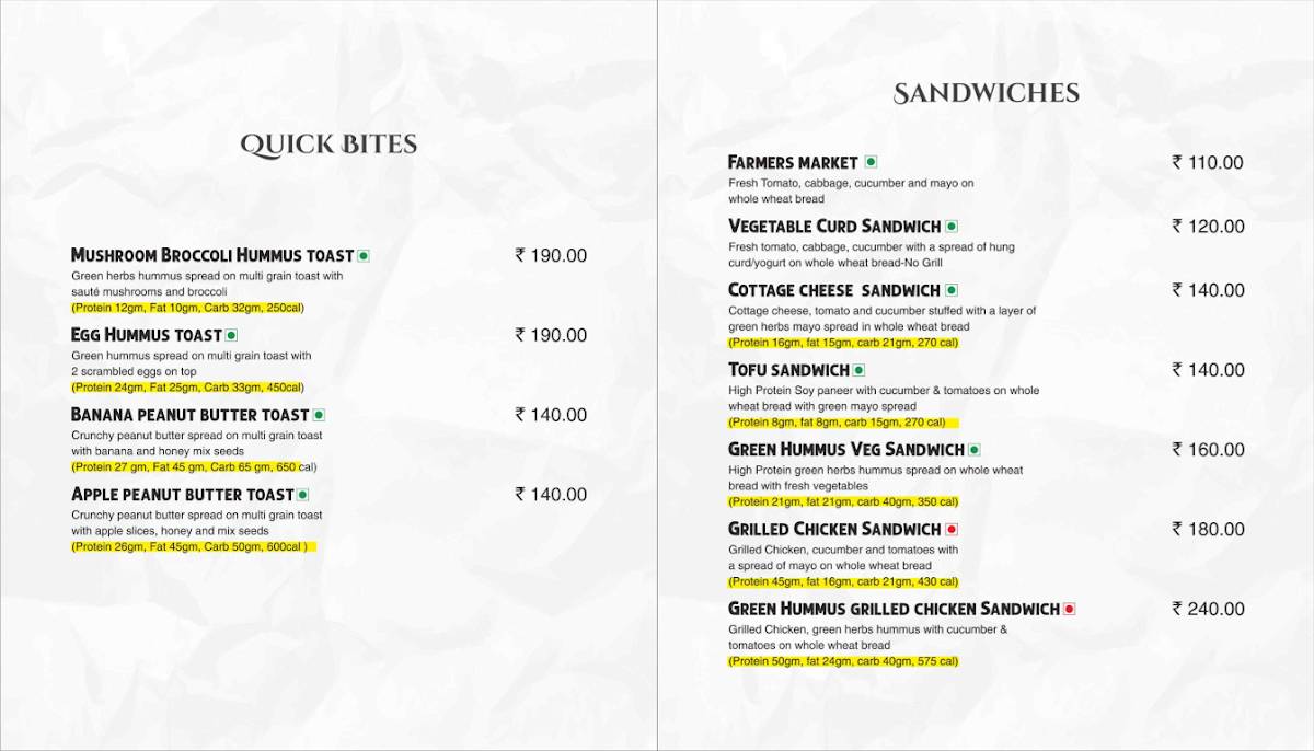 Fitcy menu