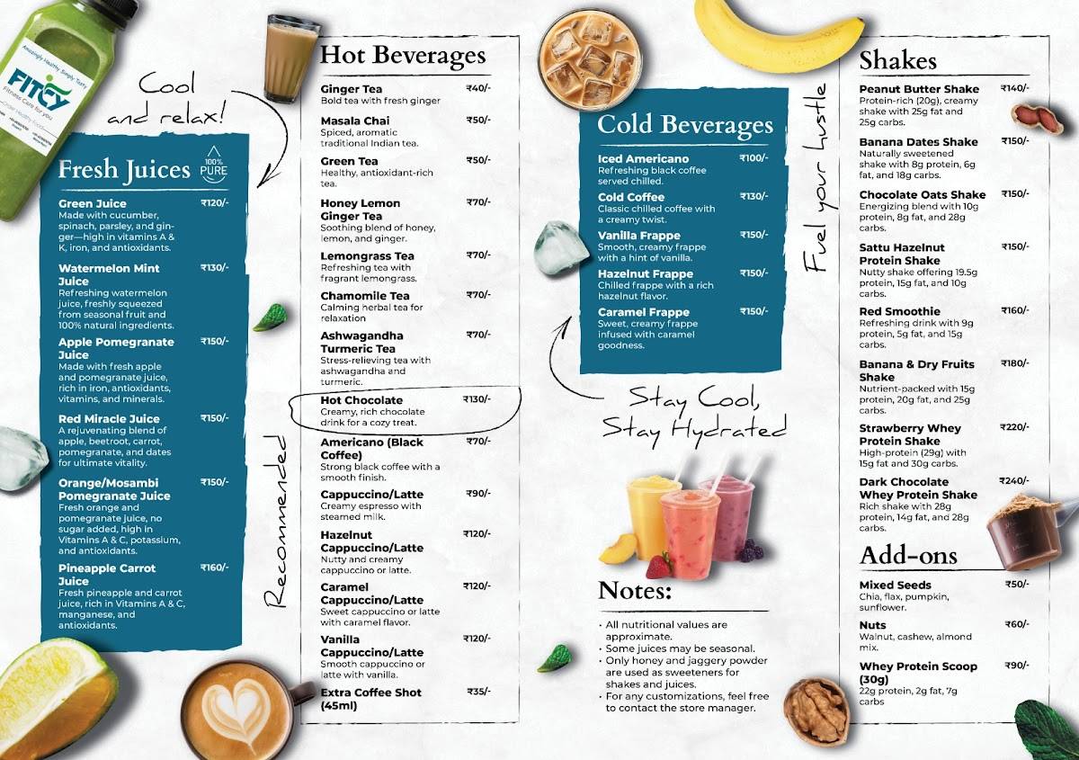 Fitcy menu