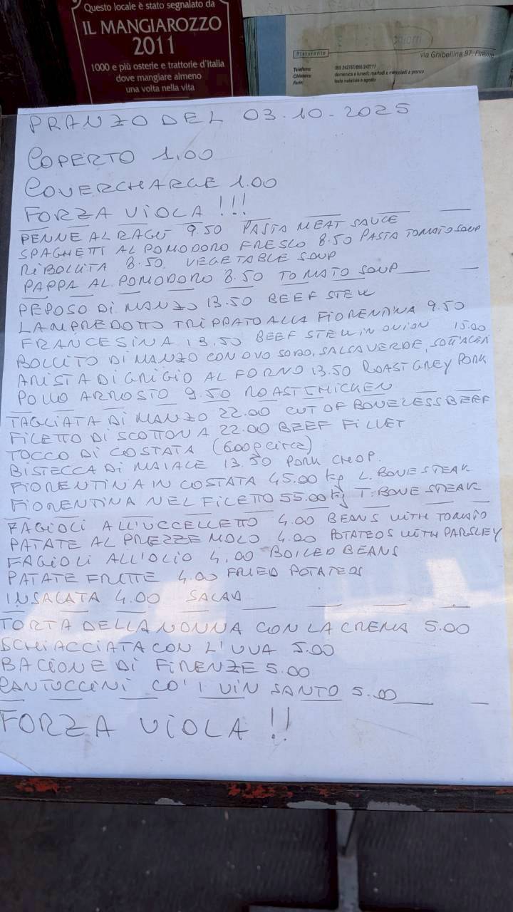 Menu di Trattoria Mario 