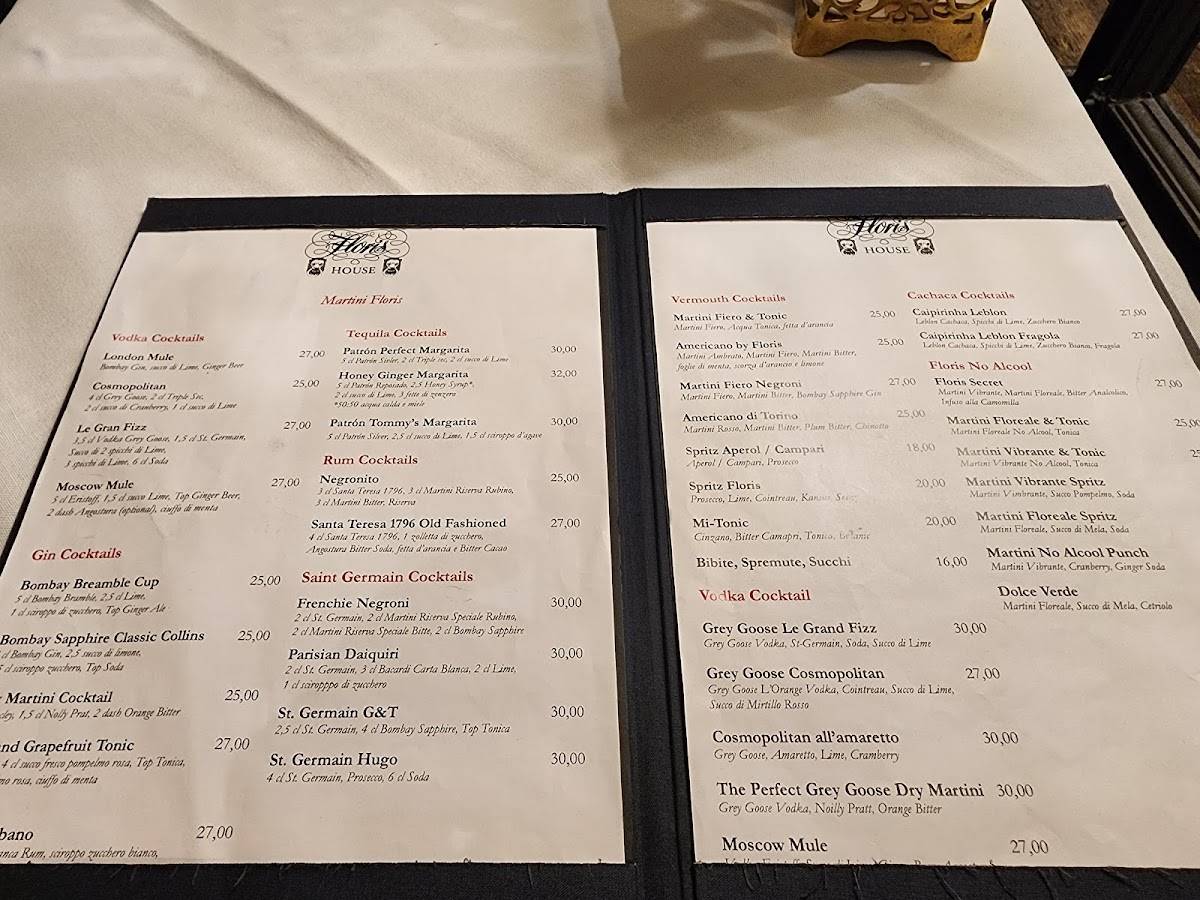 Menu di Floris House Torino 