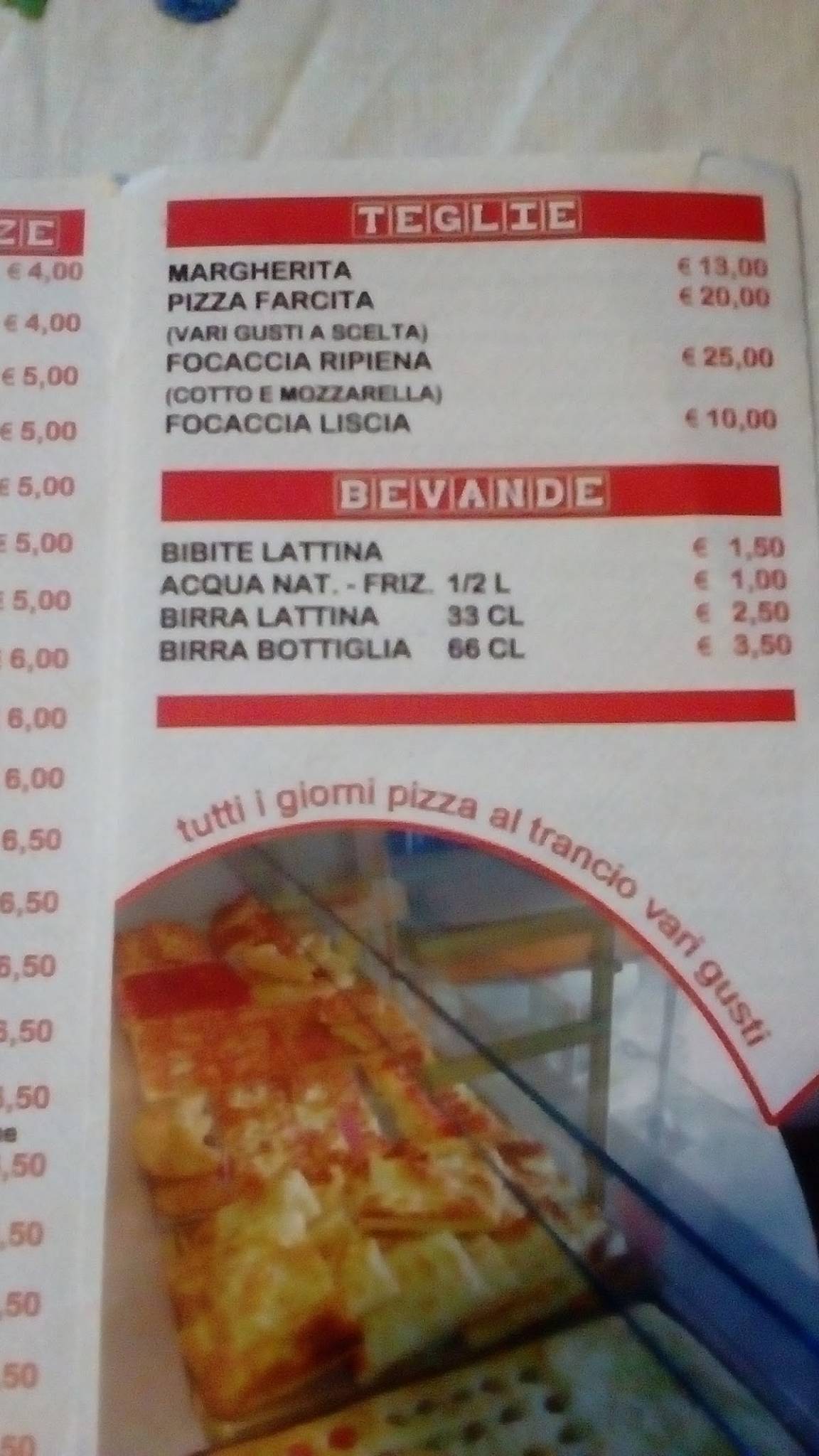 Menu di Focaccì 