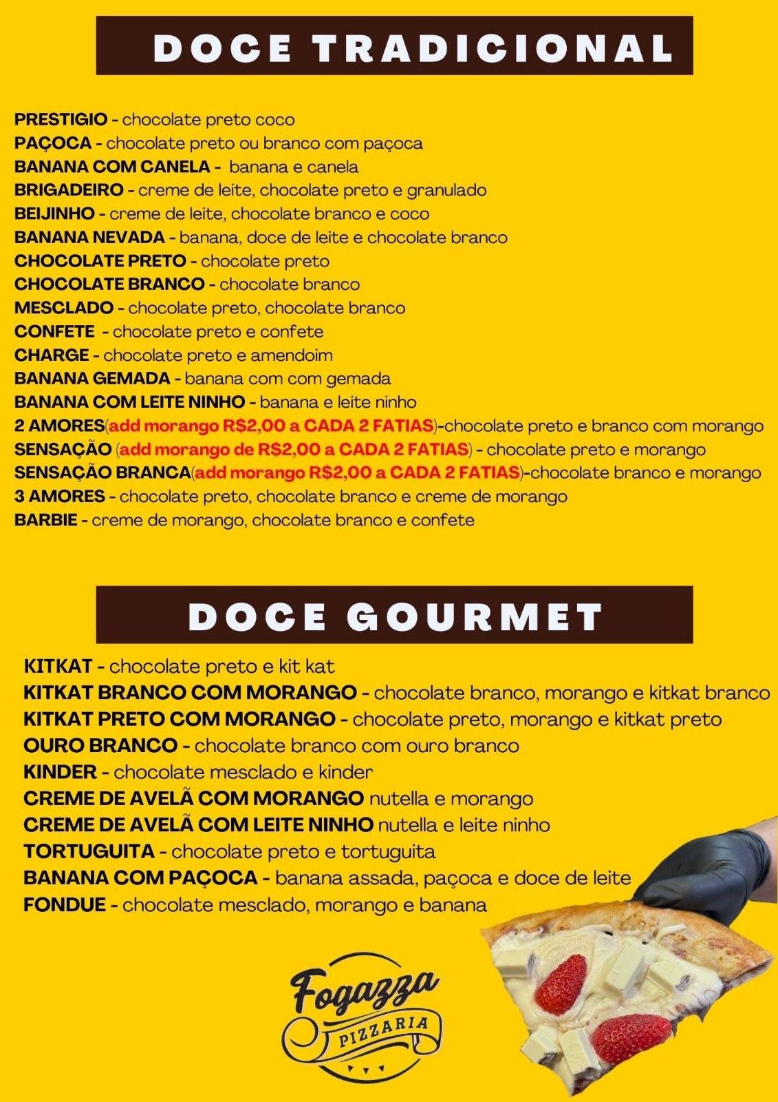 Fogazza Pizzaria cardápio