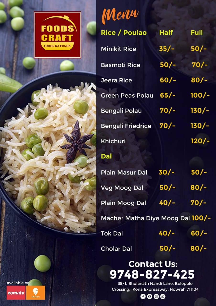 Foods Craft menu