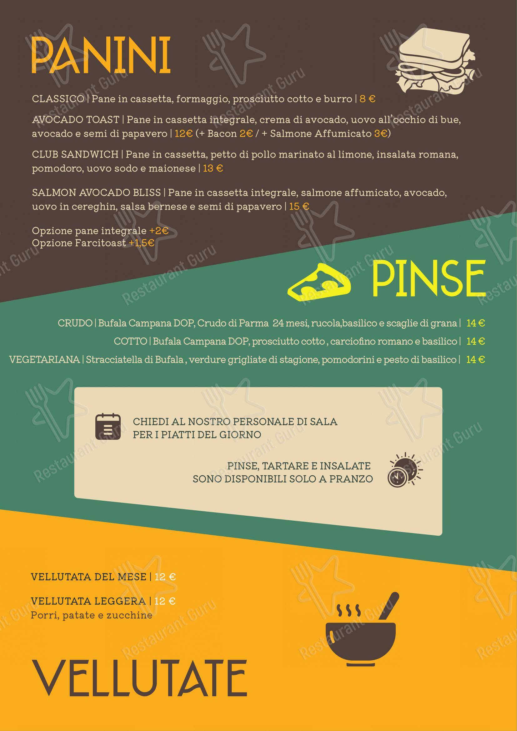 Menu di Forest Monza - Menu