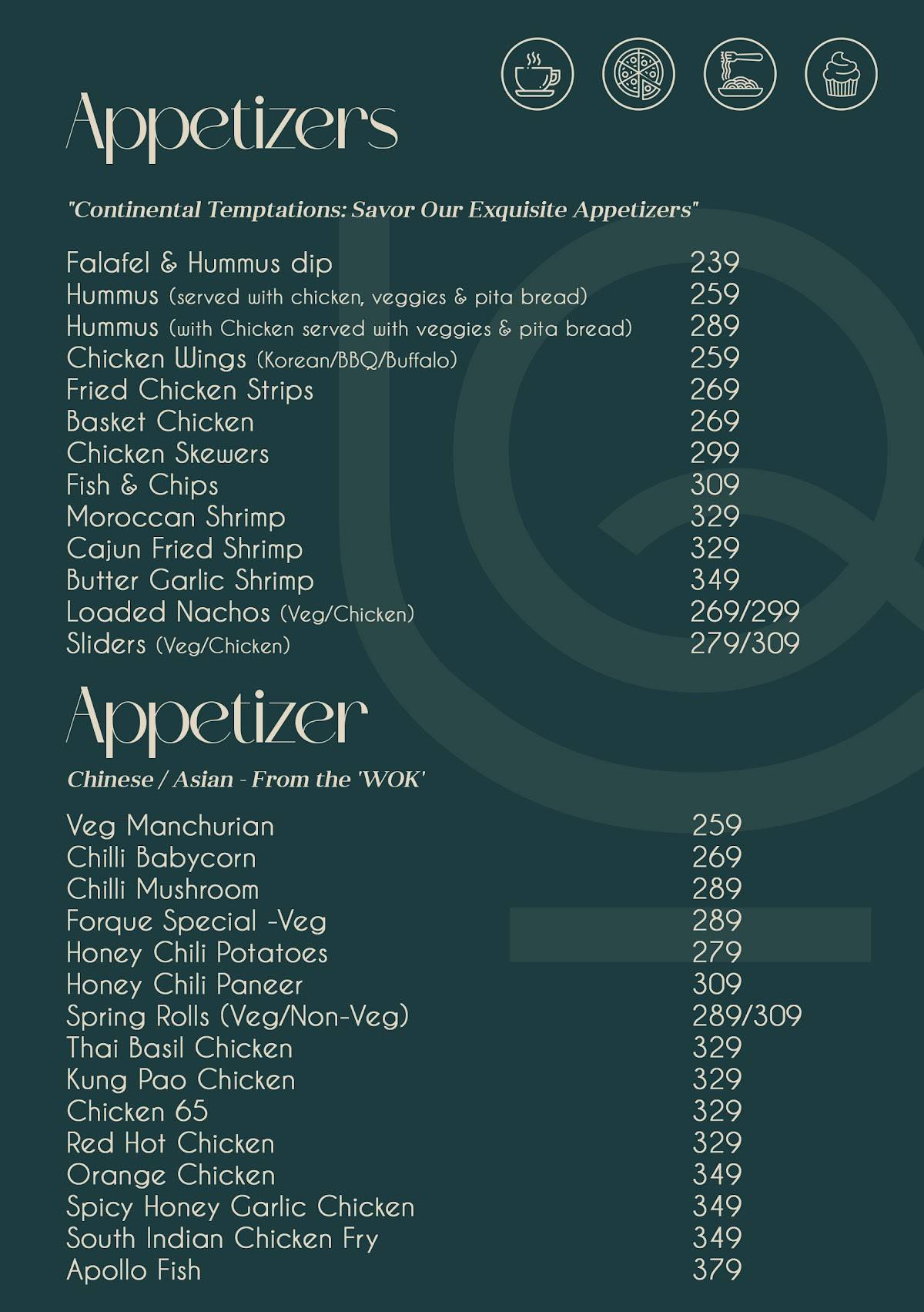 Forque Kitchen & Cafe menu