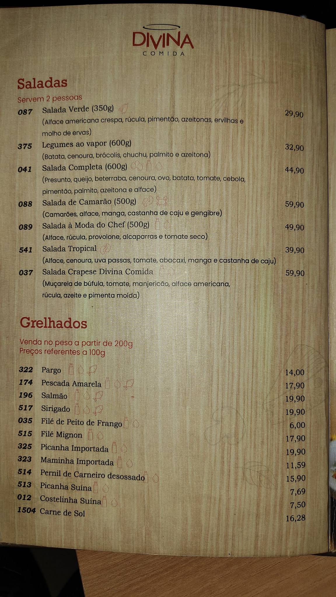 Divina Comida cardápio