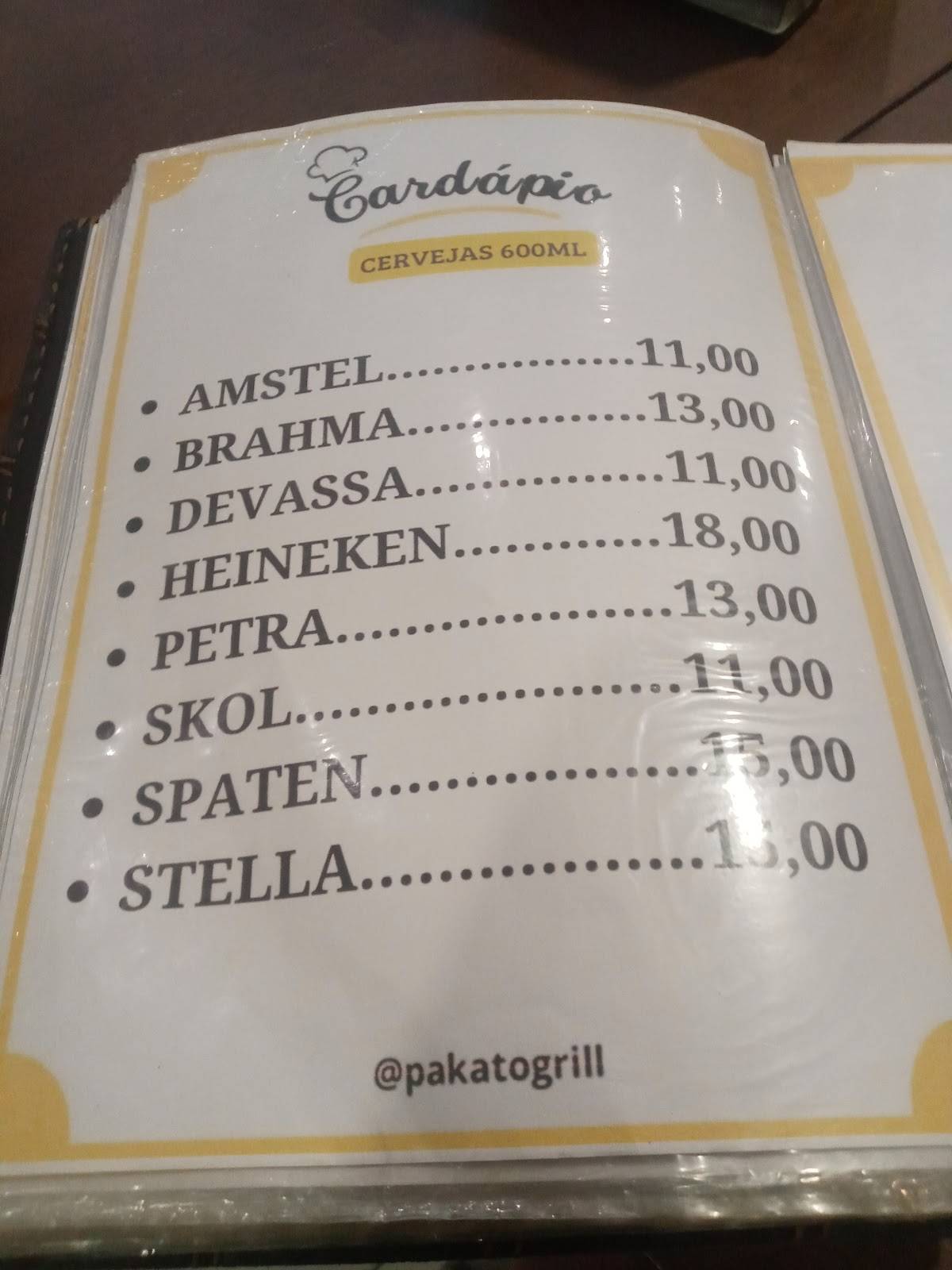 Pakato Grill Original cardápio