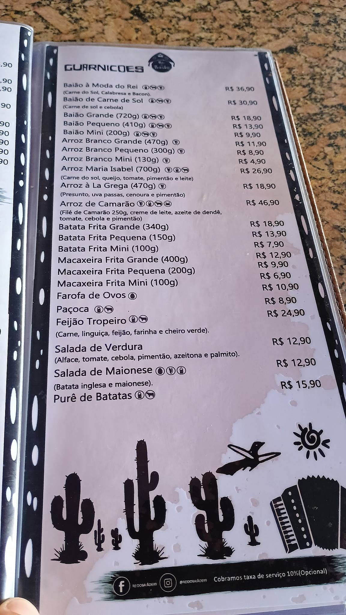 Rei do Baião cardápio