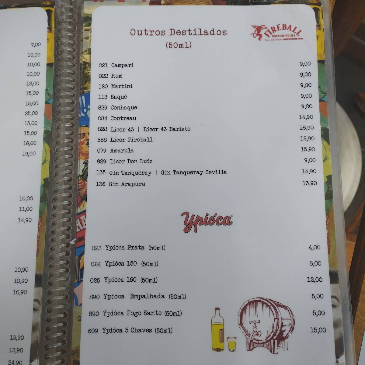 Teresa & Jorge cardápio