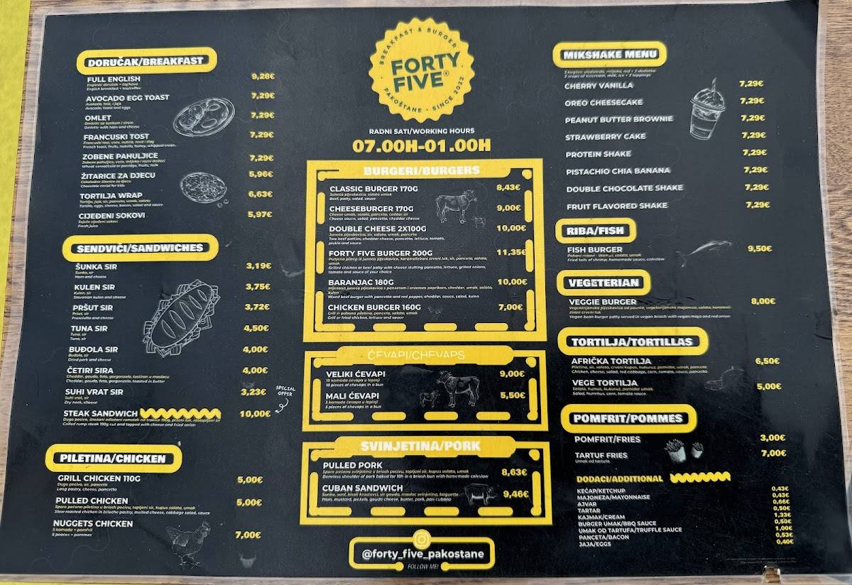 Menu di Forty Five 