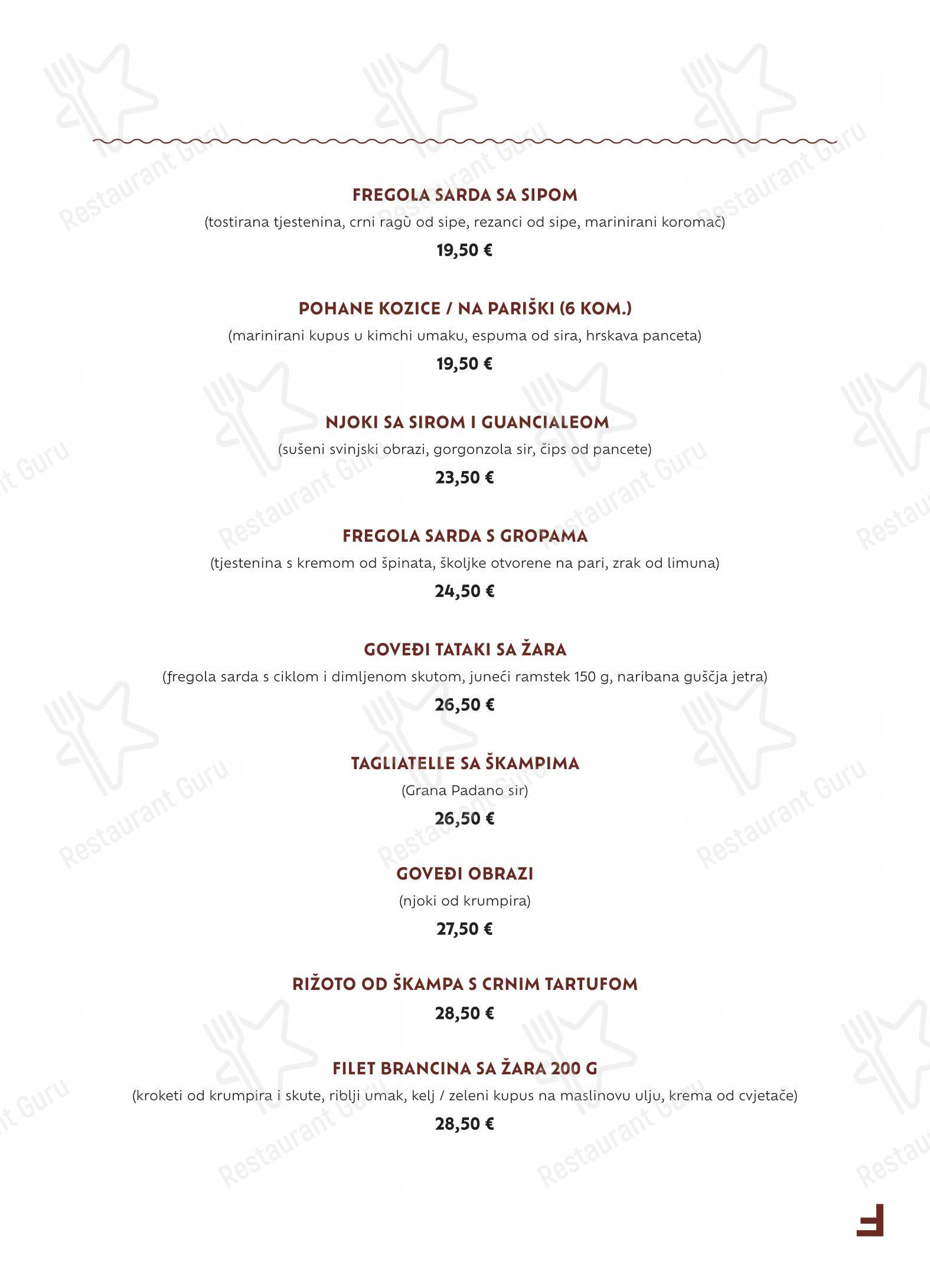 Menu di Foša - Menu bar