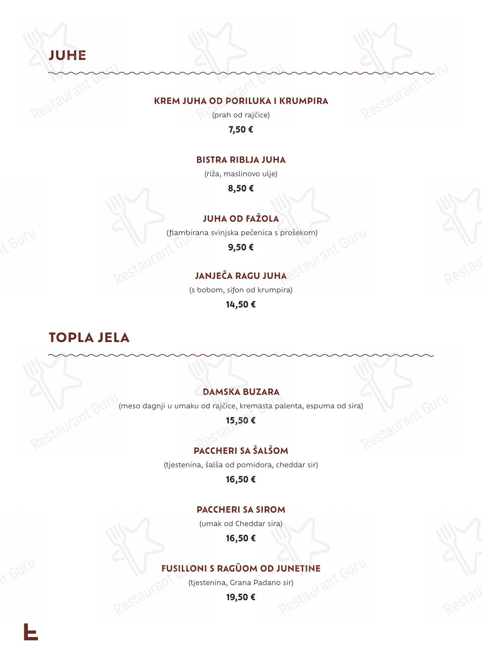 Foša in Zara - Menu bar