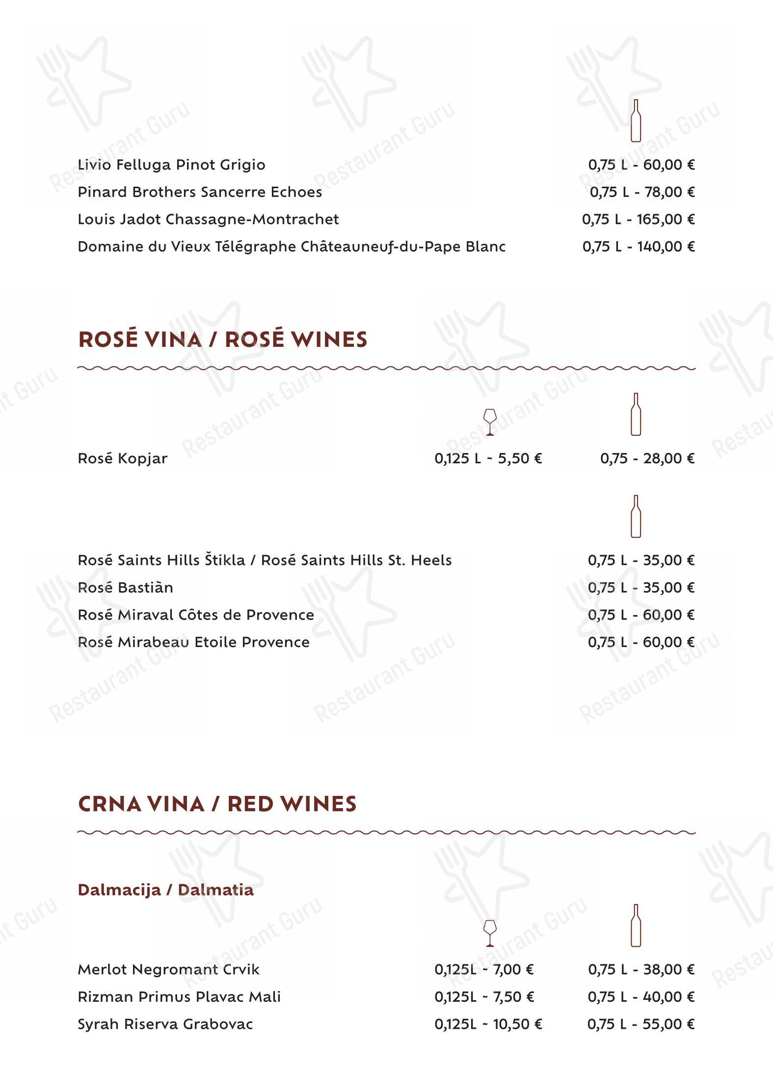 Foša in Zara - Menu bar