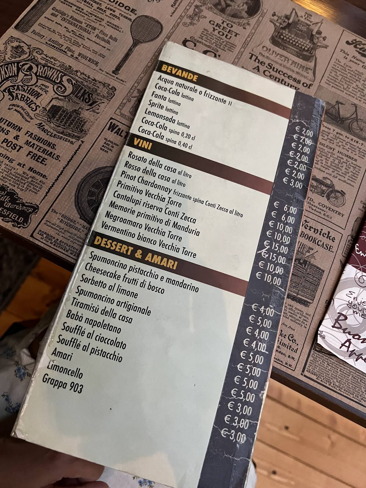 Menu di Fra’ Diavolo 