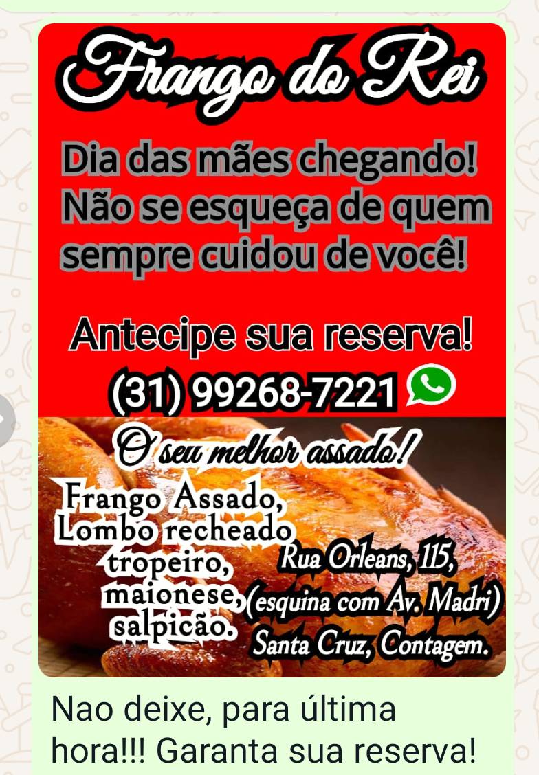 Frango do Rei #frango assado cardápio