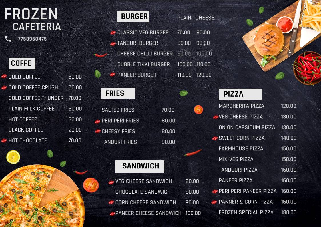 Frozen Cafeteria menu