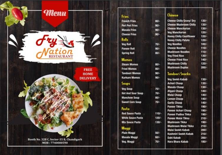 Fry Nation Restaurant menu