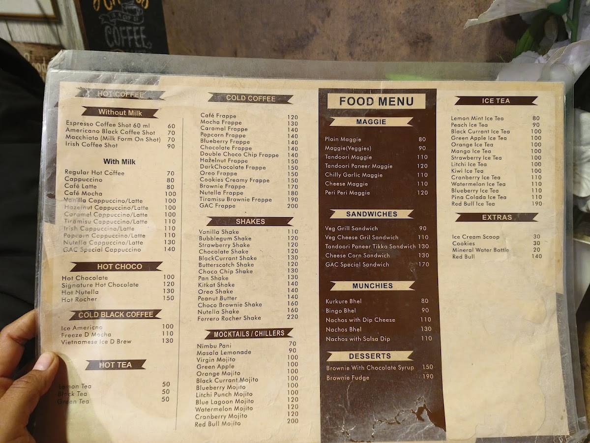 GRAB A COFFEE menu