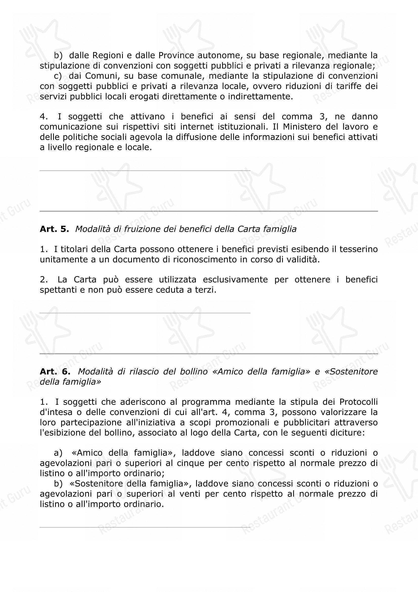 Galaad in Lucera - Menu