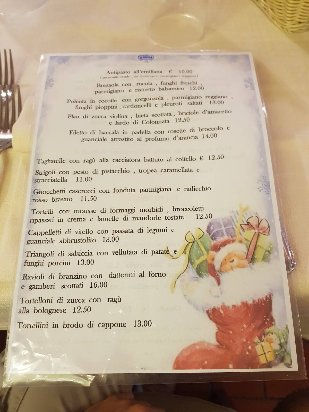 Menu di Le 4 Stagioni 