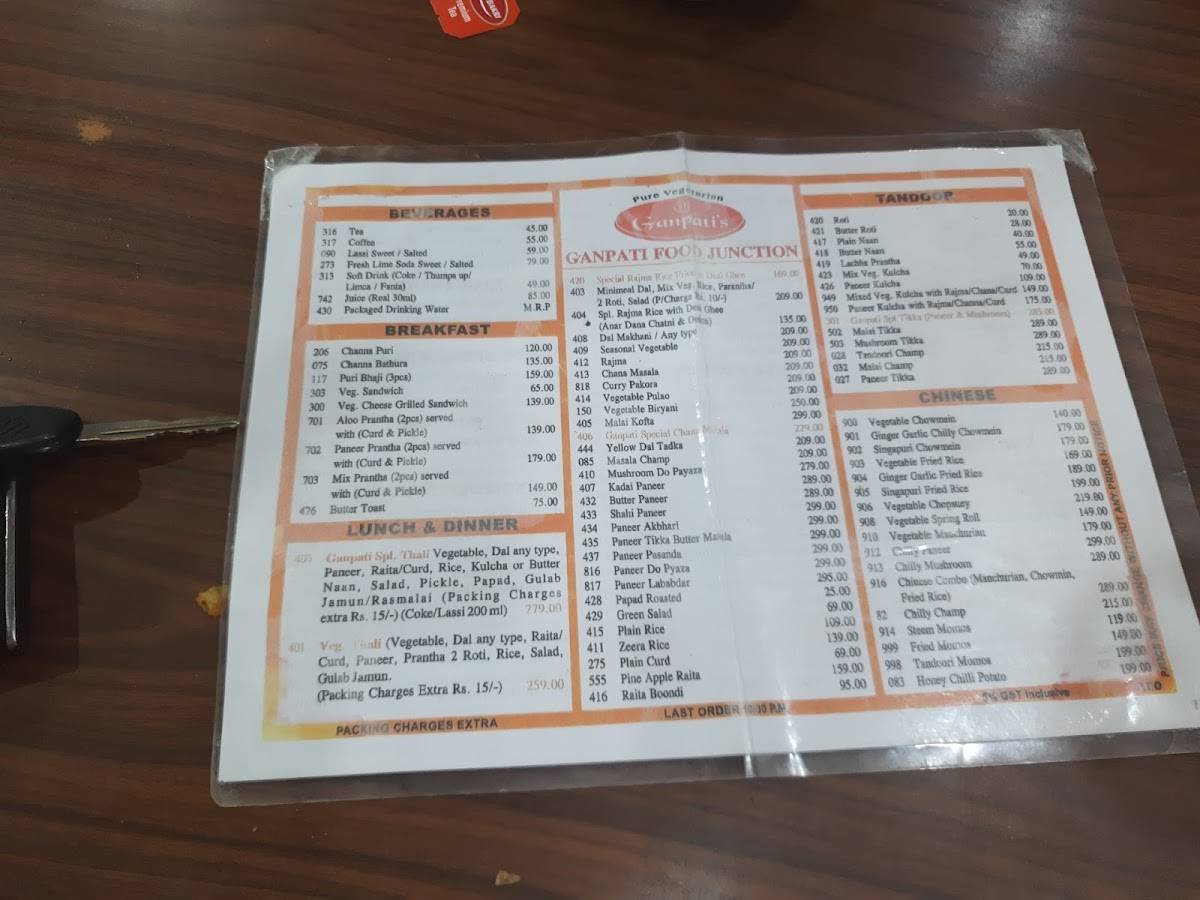 Ganpati Food Junction Best Restaraunt menu