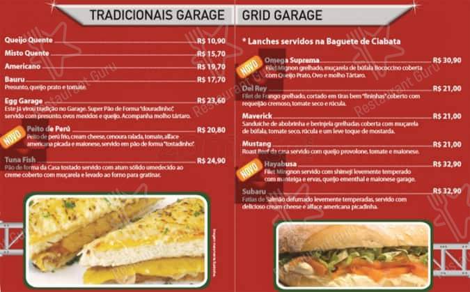 Traditional Garage Burger - Tatuapé cardápio