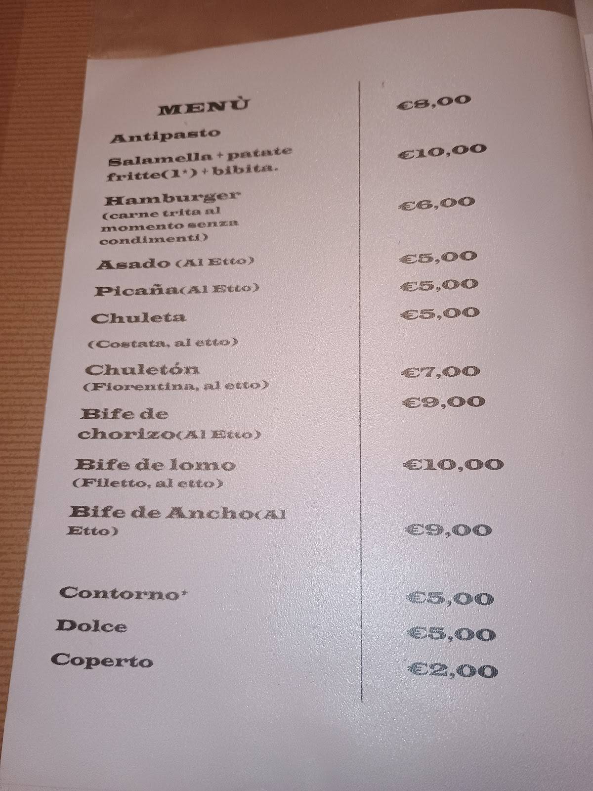 Menu di Gauchos Carne Alla Brace 