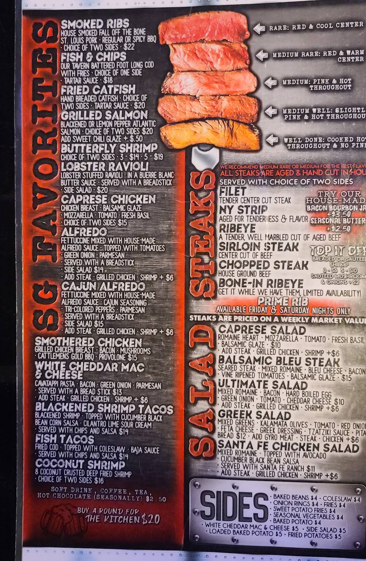 Menu at Steel Grill Restaurant & Bar, Gering