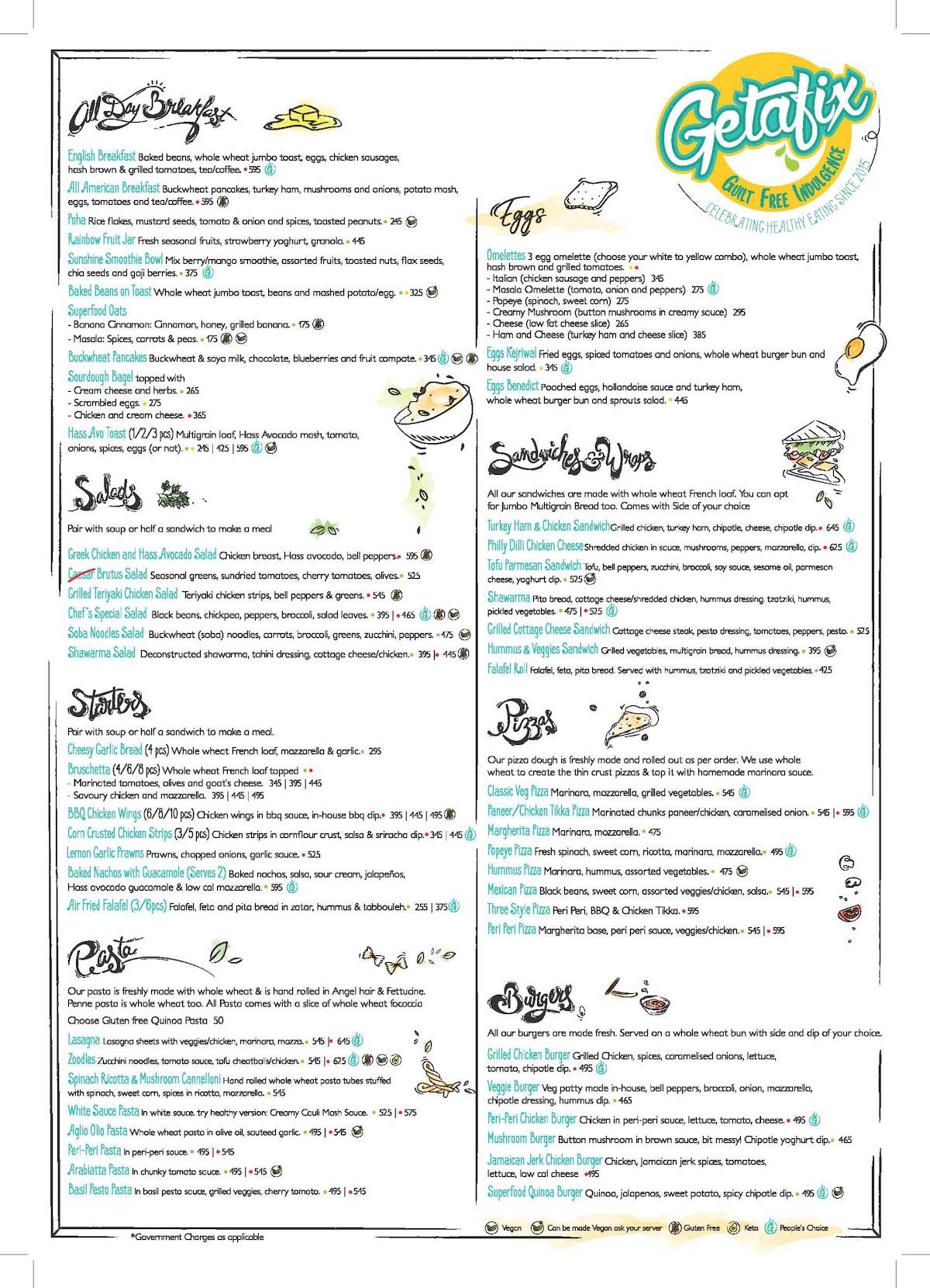 Getafix Cafe menu