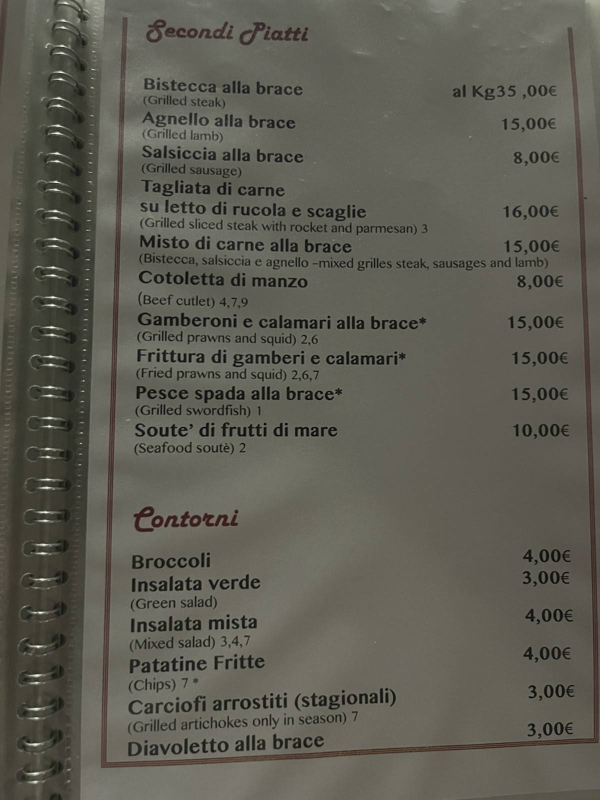Menu di Ristorante pizzeria da Gighetto 
