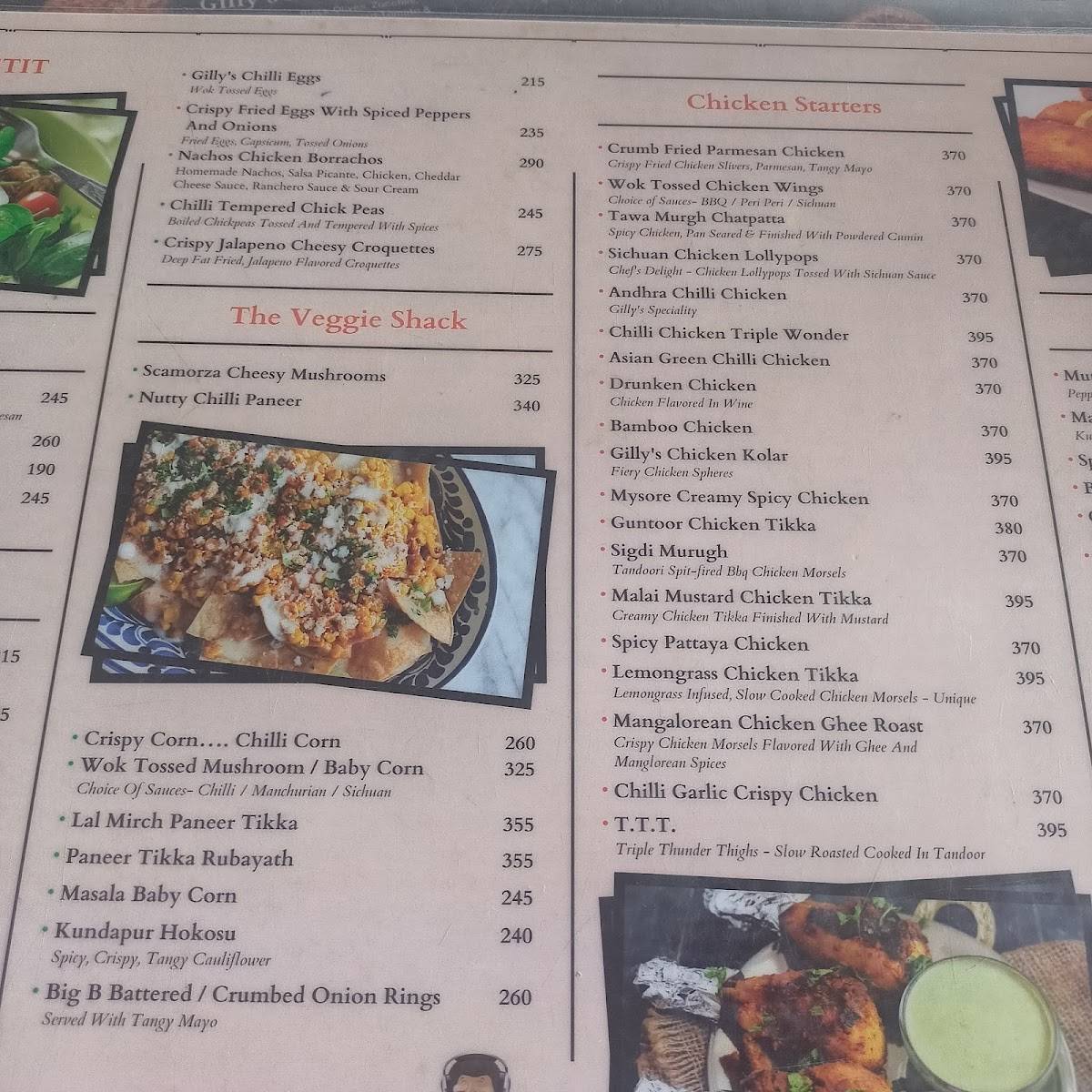 Gillys Restobar menu