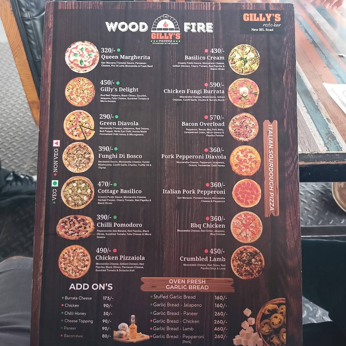 Gillys Restobar menu