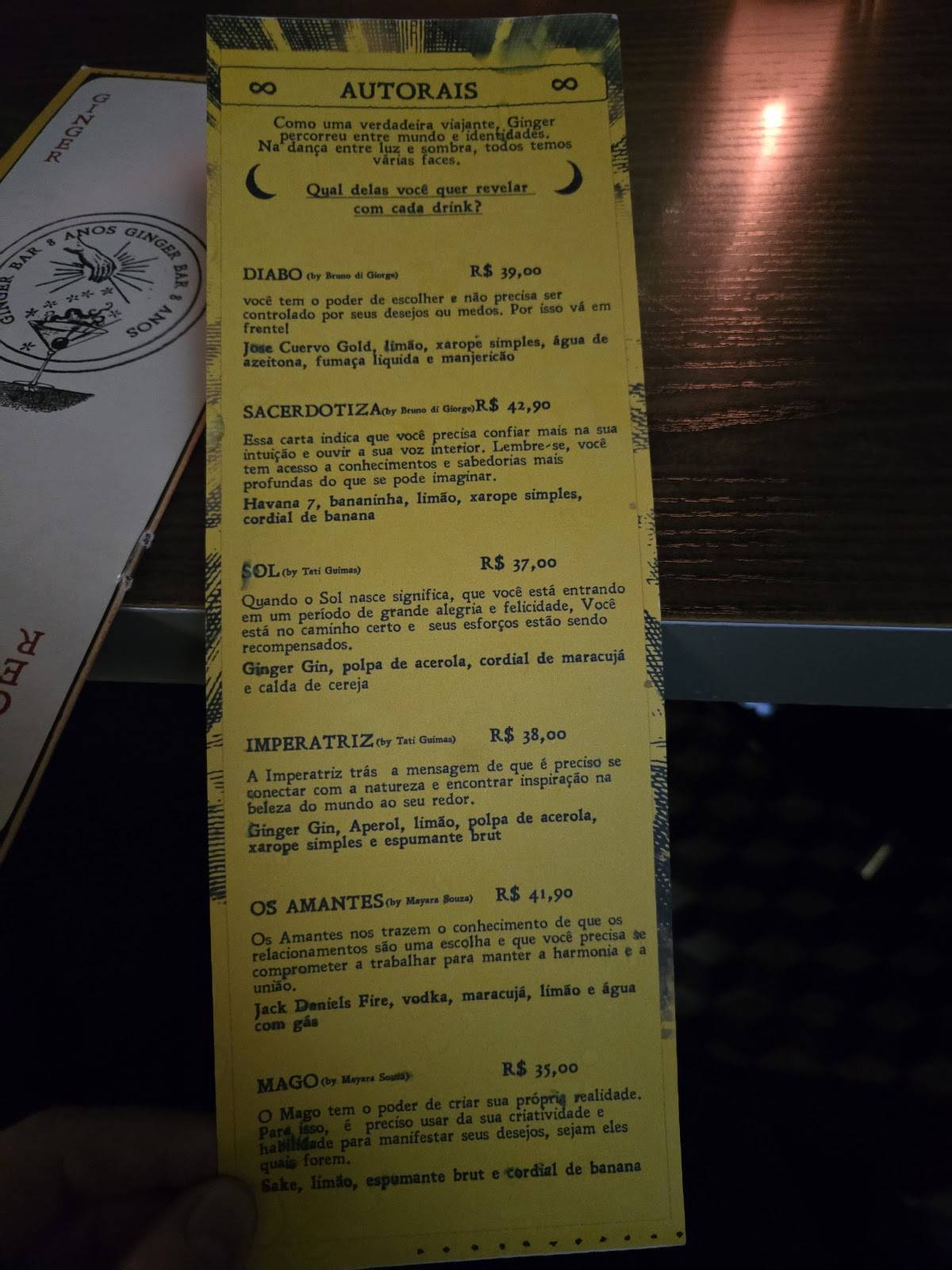 Ginger Bar-Bistrô cardápio