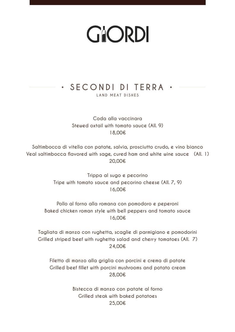 Menu di Giordi Ristorante 