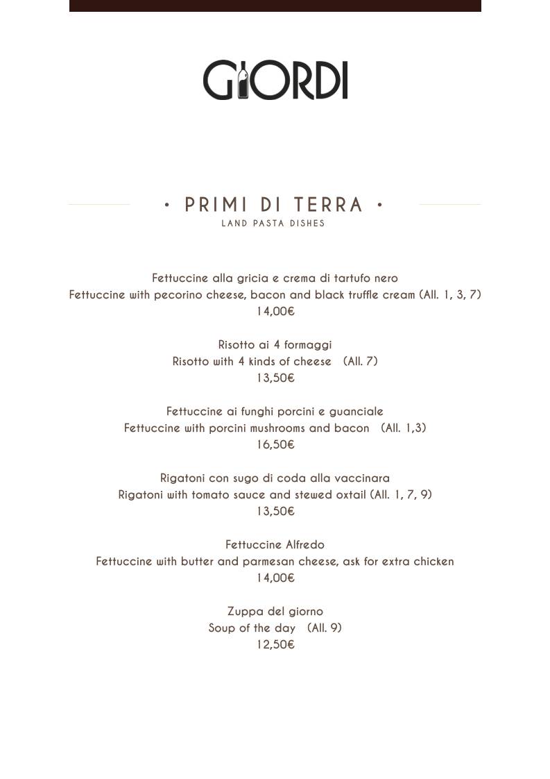 Menu di Giordi Ristorante 