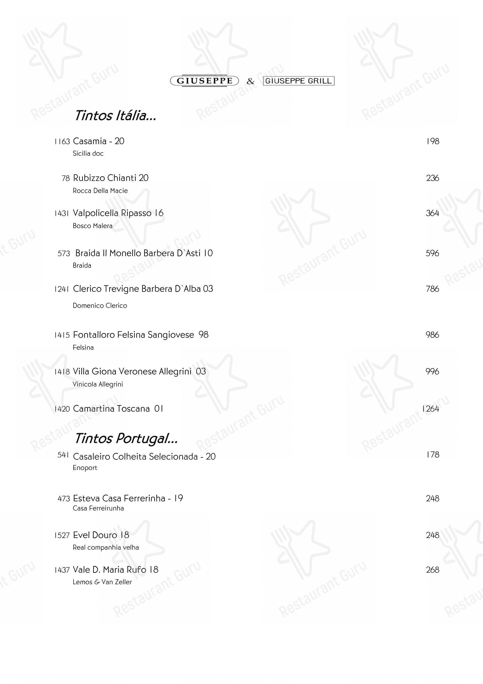 Giuseppe Italiano menu - 菜单