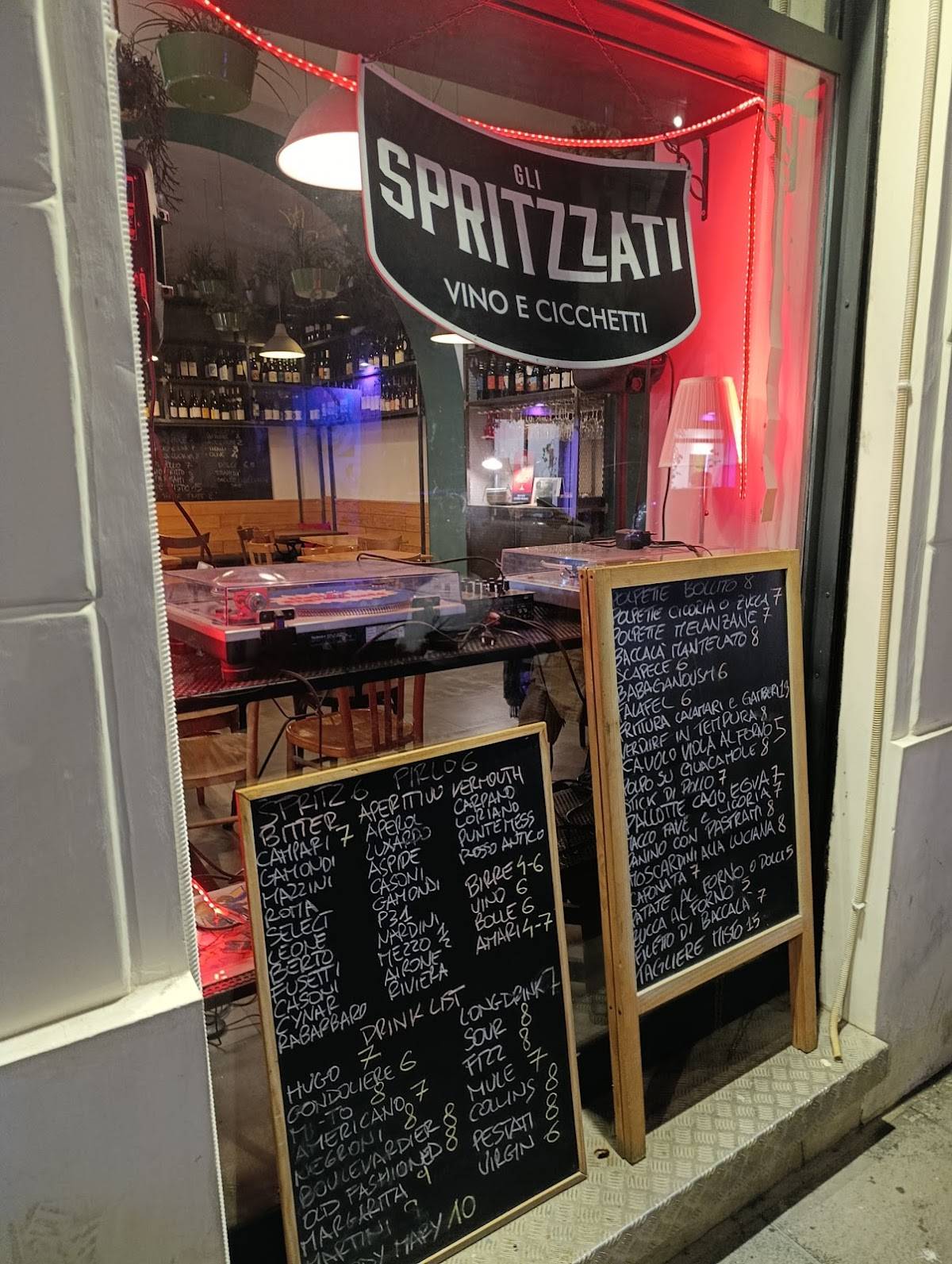 Menu di Gli Spritzzati Vino e Cicchetti 