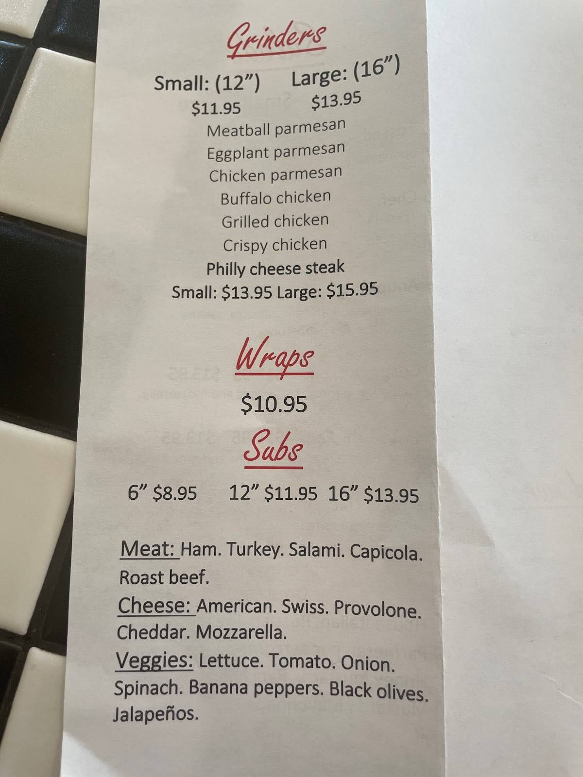 Menu at The Pizza Joint pizzeria, Gloversville