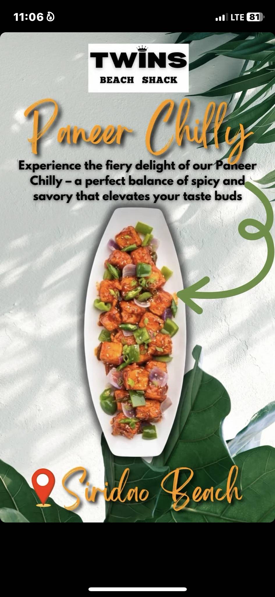 Twins Beach Shack menu