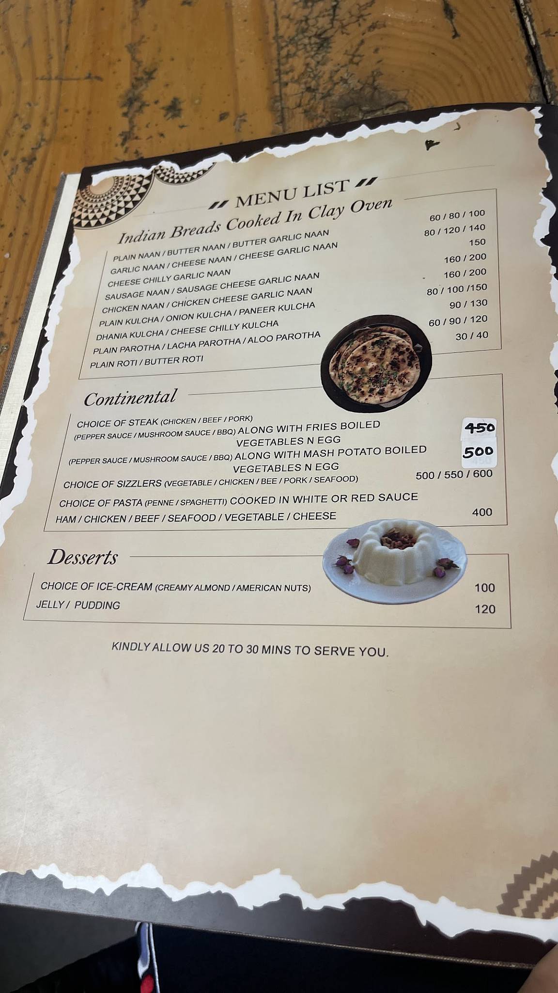 Goans Paradise Bar & Family Restaurant menu