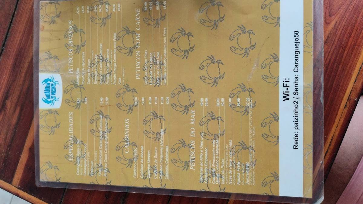 Goiamum do Paizinho cardápio