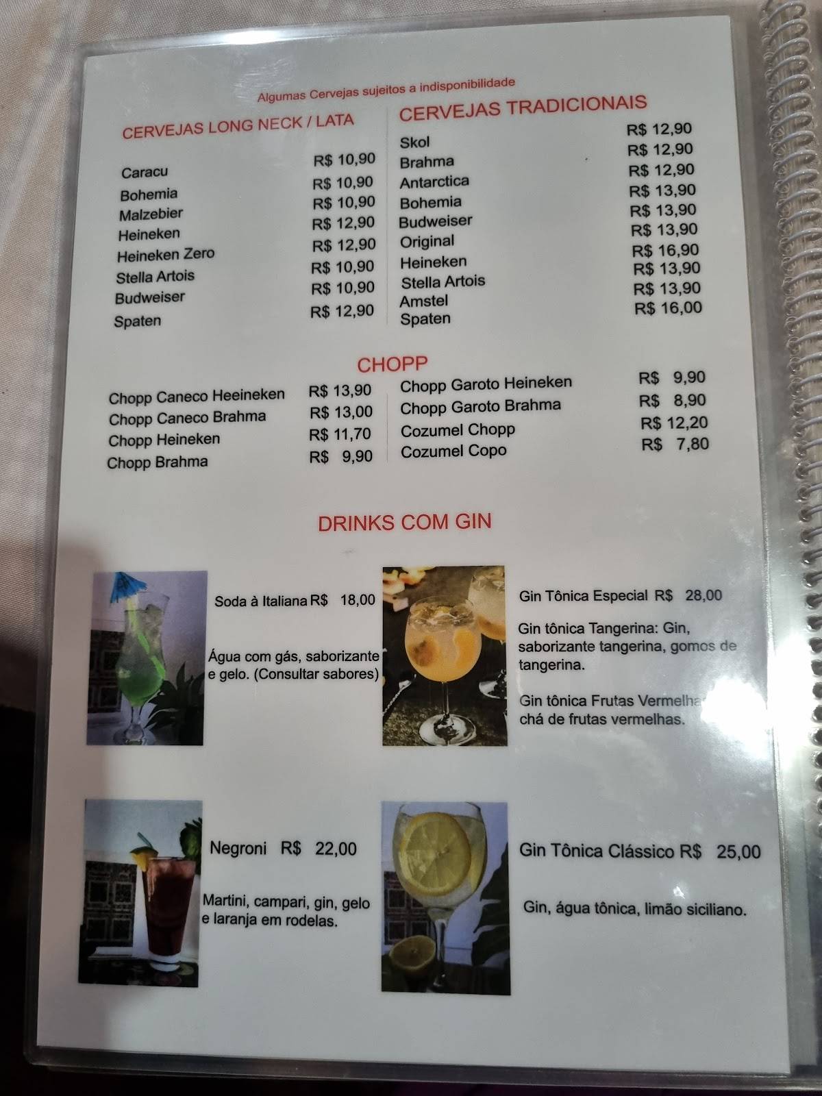 Obelisque Bar e Restaurante cardápio