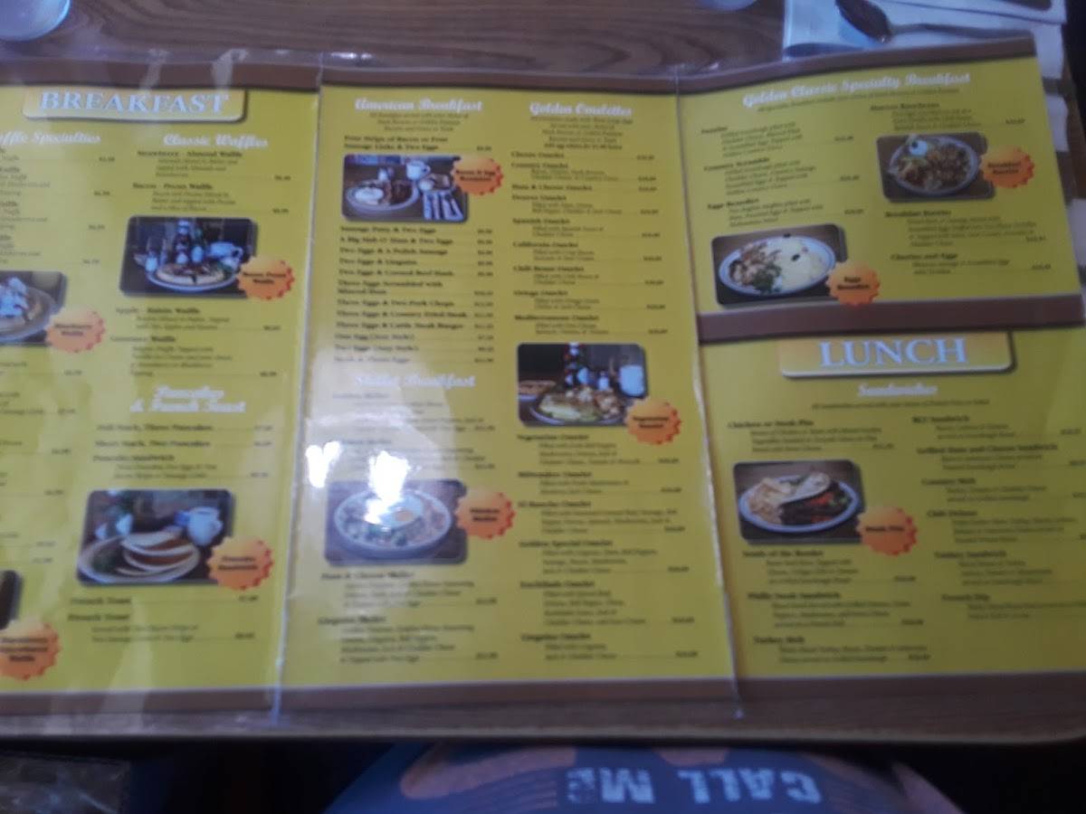 Menu at Golden Waffle Café restaurant, Placerville